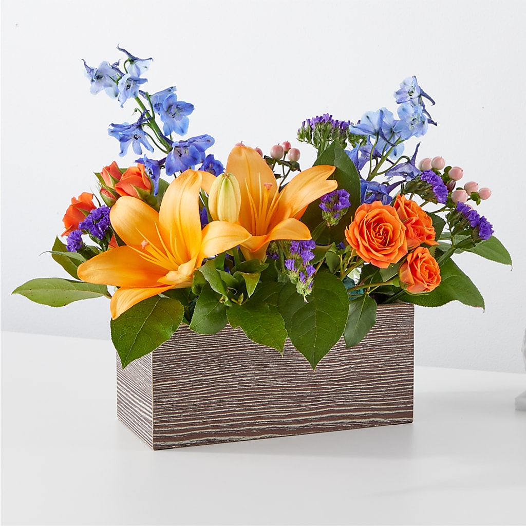 Radiant Citrus Box Bouquet – Paiges Petals Floral Design, Stanton MI