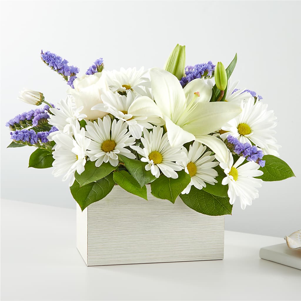 Beyond Blue Box Bouquet – Paiges Petals Floral Design, Stanton MI
