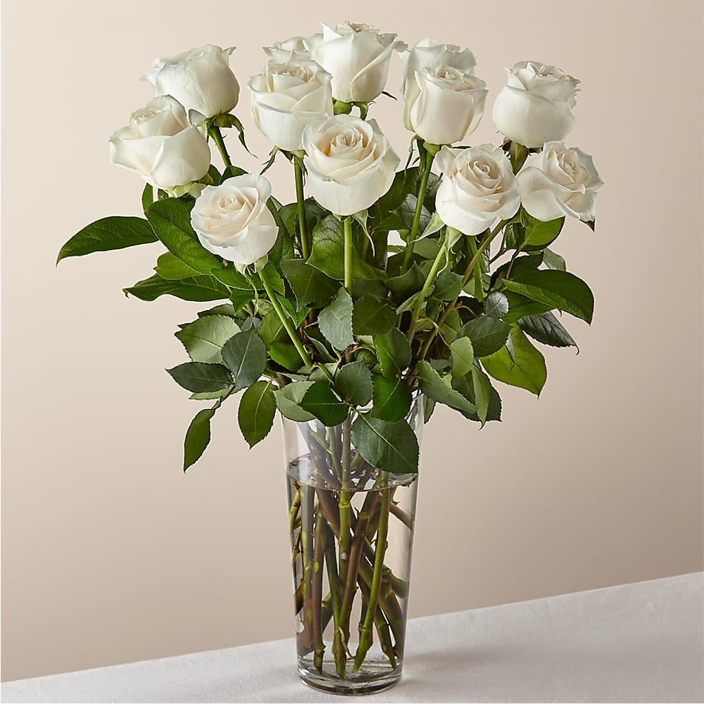 Long Stem White Rose Bouquet – Paiges Petals Floral Design, Stanton MI