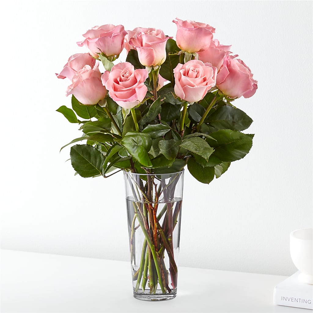 Long Stem Pink Rose Bouquet – Paiges Petals Floral Design, Stanton MI