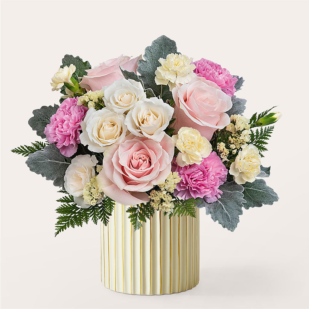 Blissful Moments Bouquet with Ivory Vase – Paiges Petals Floral Design, Stanton MI