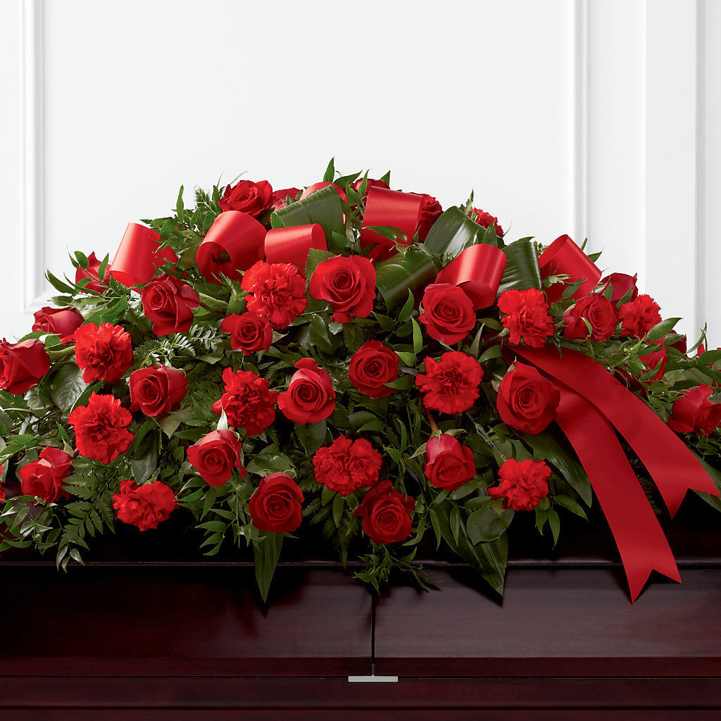 Tribute of Life Casket Spray – Paiges Petals Floral Design, Stanton MI