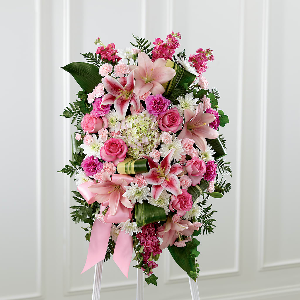 Comforting Standing Spray – Paiges Petals Floral Design, Stanton MI