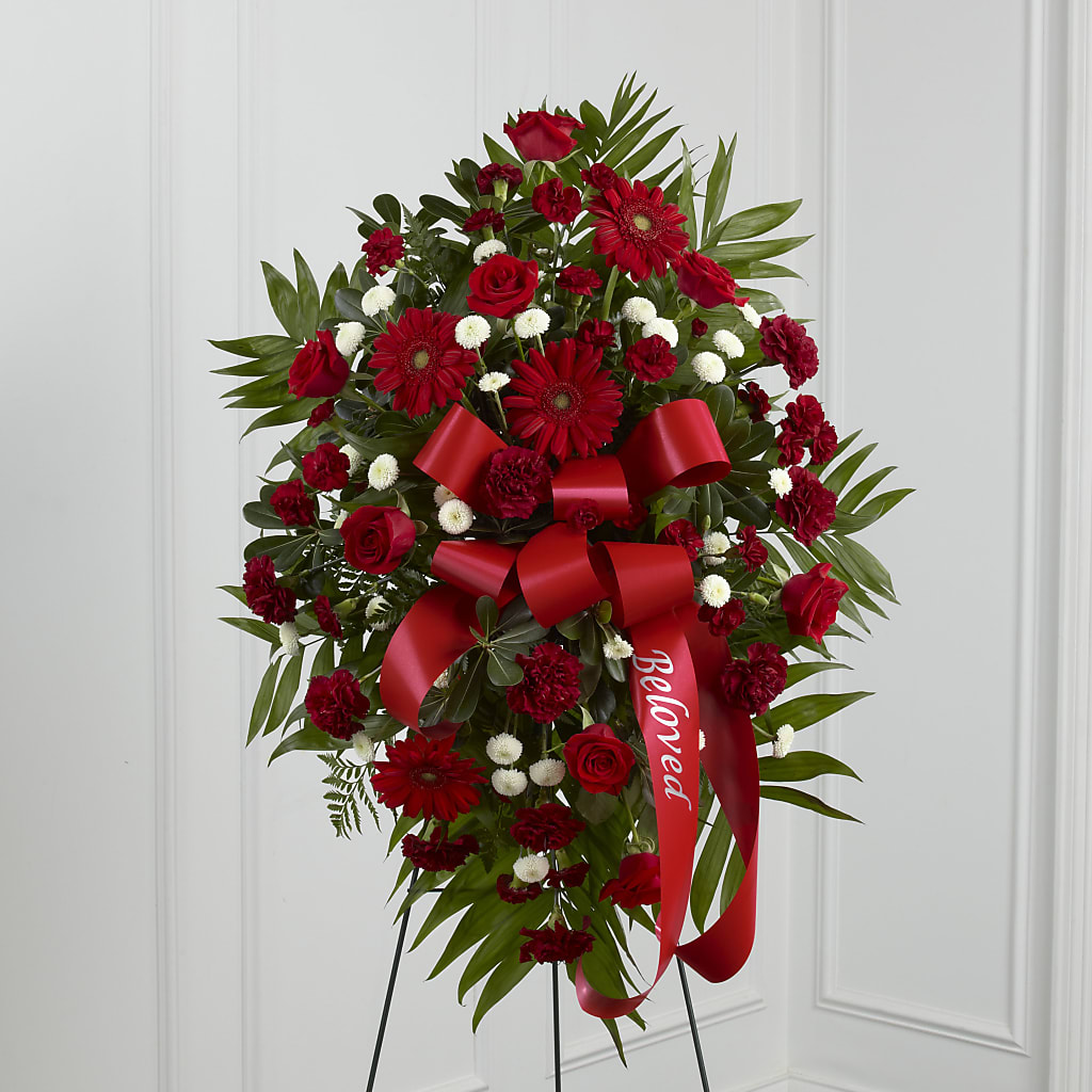 Treasured Memories Standing Spray – Paiges Petals Floral Design, Stanton MI