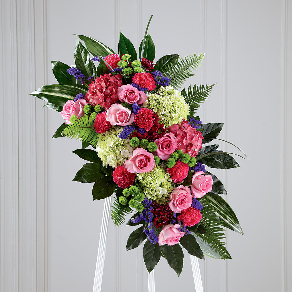Refreshing Mix Standing Spray – Paiges Petals Floral Design, Stanton MI