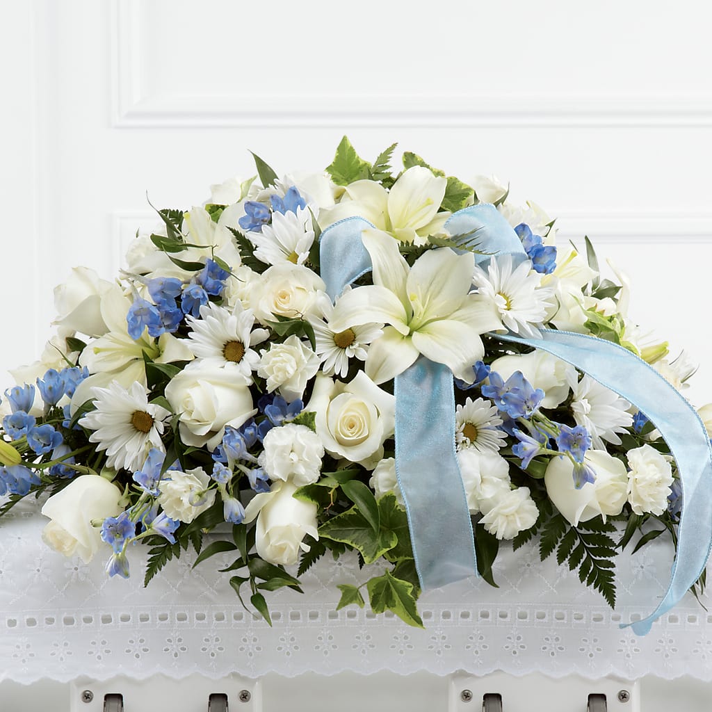 Tender Treasure Casket Spray – Paiges Petals Floral Design, Stanton MI
