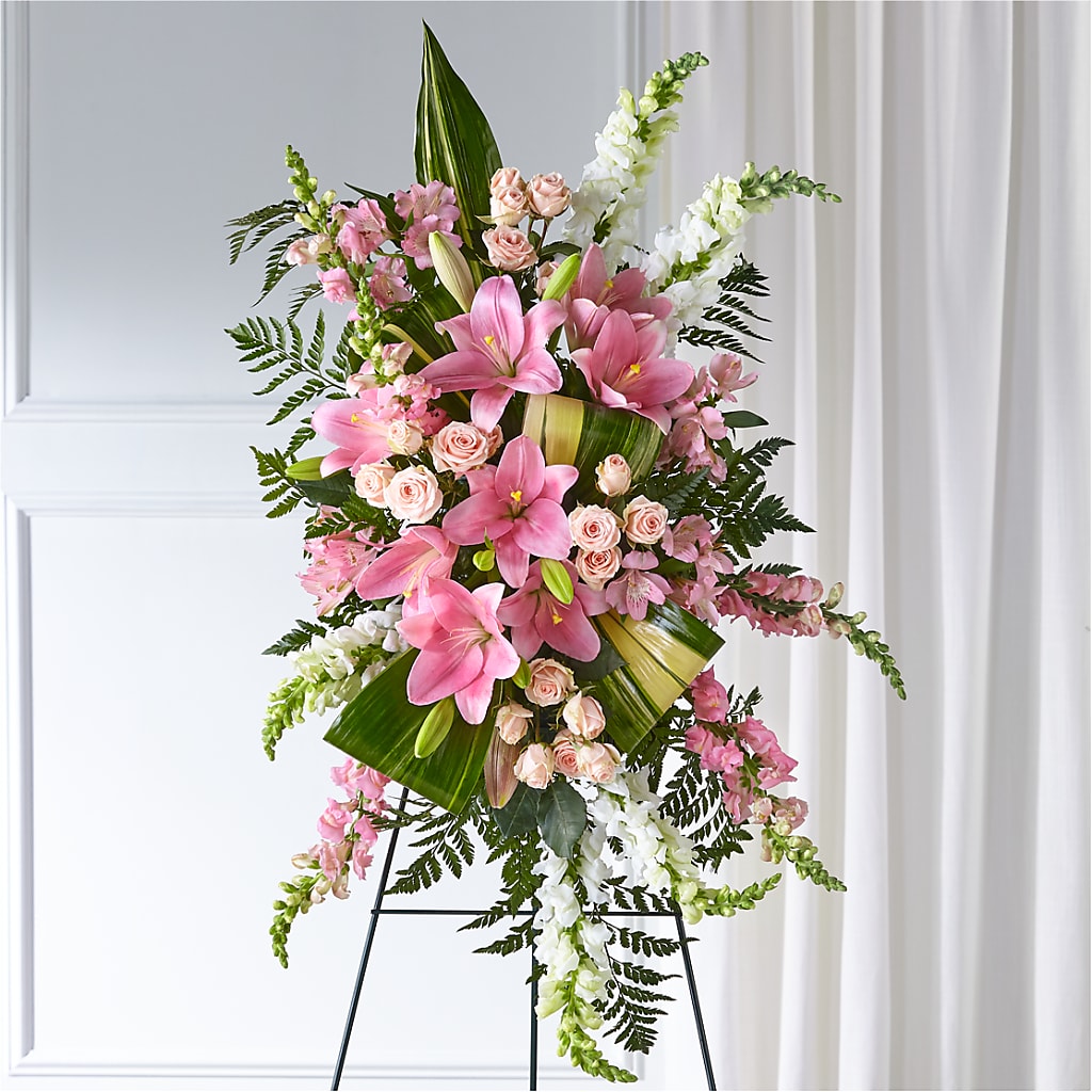 Elegant Embrace Standing Spray – Paiges Petals Floral Design, Stanton MI