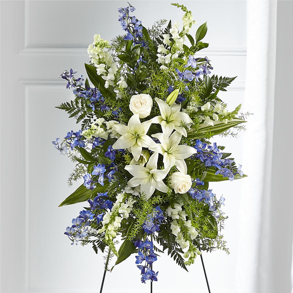 Faithful Friend Standing Spray – Paiges Petals Floral Design, Stanton MI