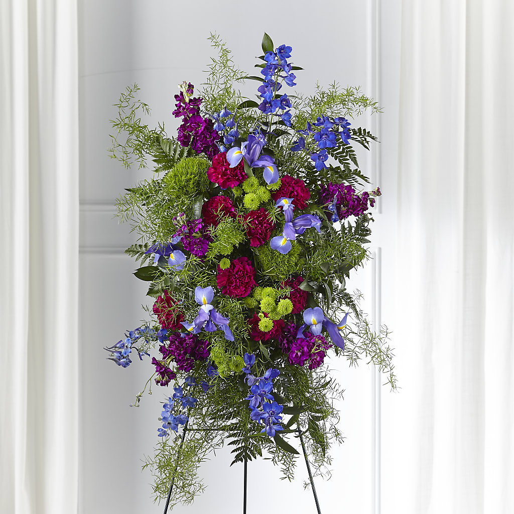 Heavenly Skies Standing Spray – Paiges Petals Floral Design, Stanton MI