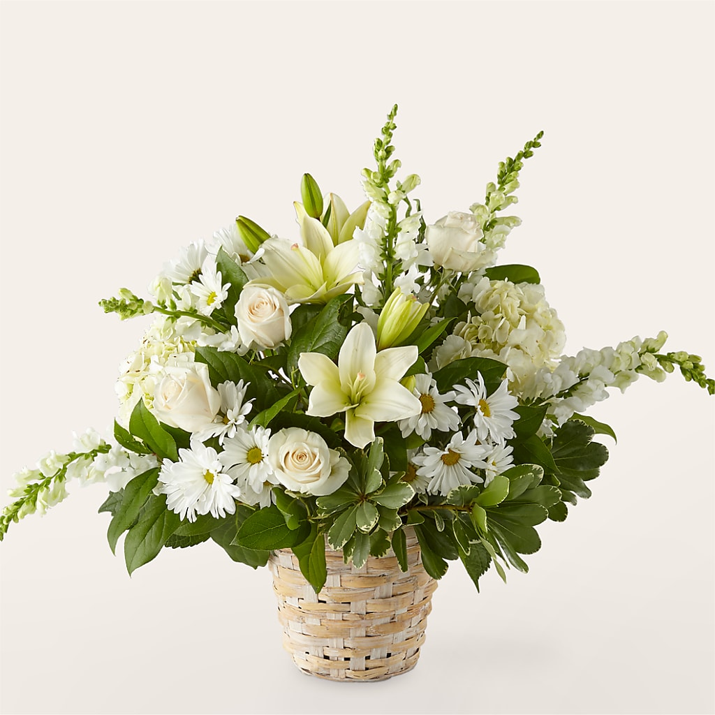 Ivory Elegance Floral Basket – Paiges Petals Floral Design, Stanton MI