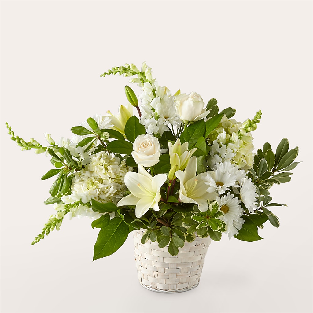 Ivory Elegance Floral Basket – Paiges Petals Floral Design, Stanton MI
