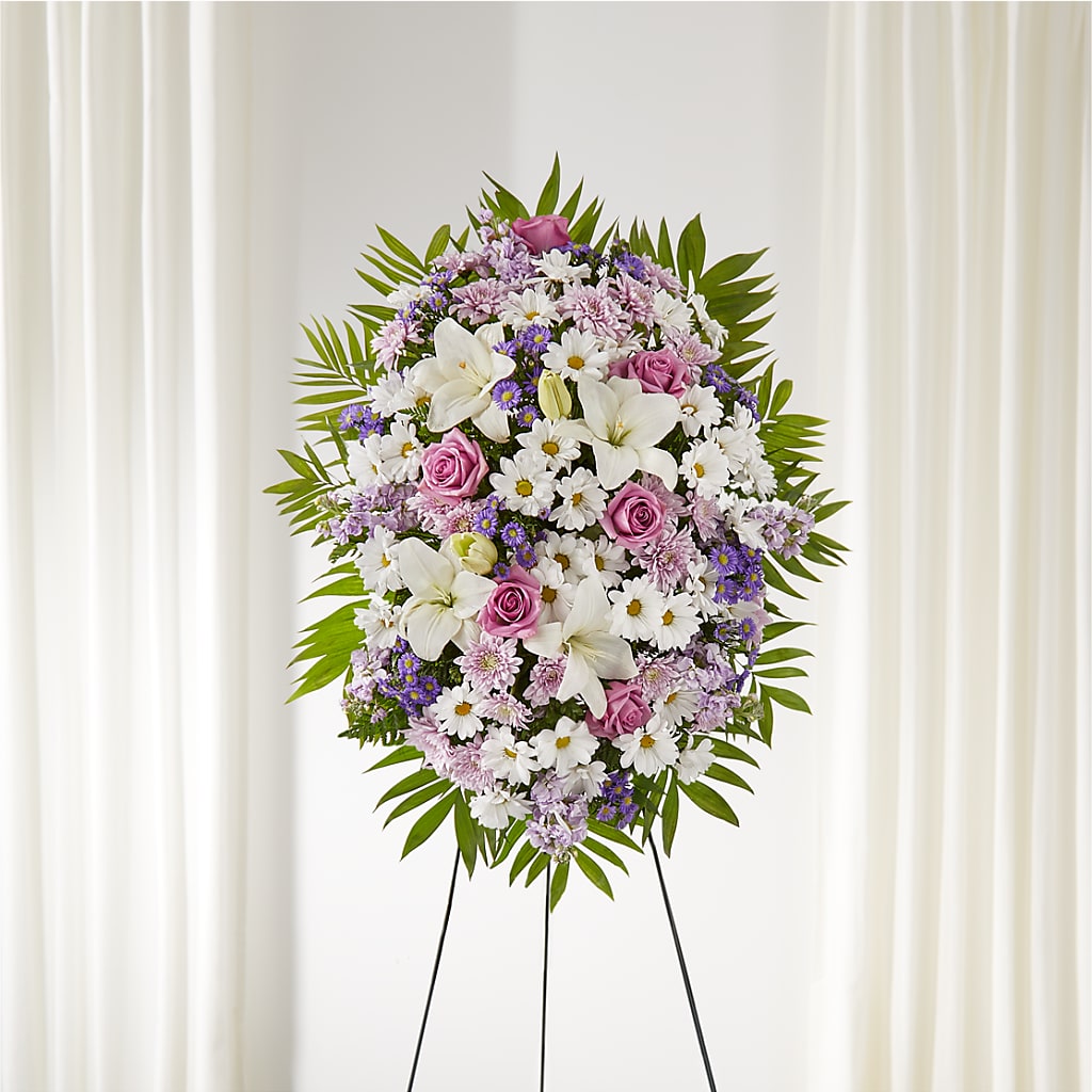 Surrounded by Love Standing Spray – Paiges Petals Floral Design, Stanton MI