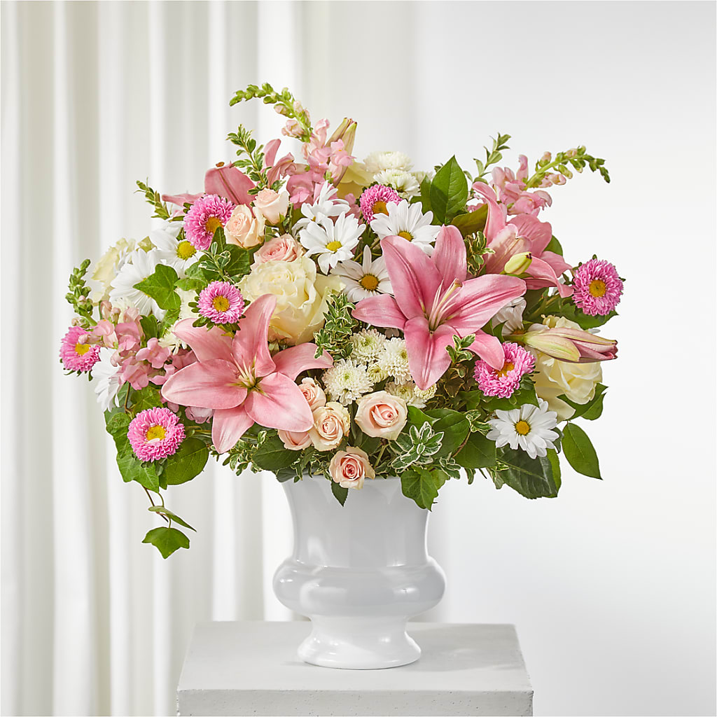 Empathetic Blooms Urn Arrangement – Paiges Petals Floral Design, Stanton MI