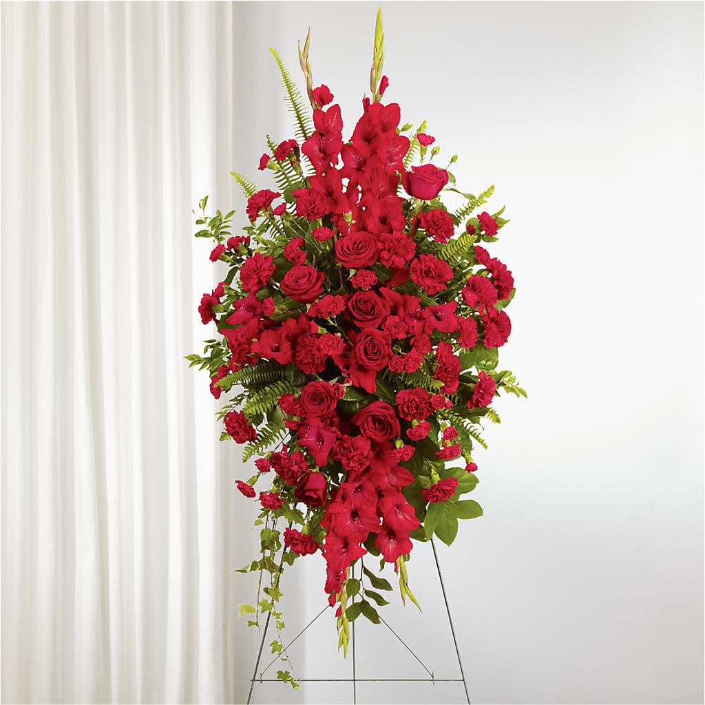 From the Heart Standing Spray – Paiges Petals Floral Design, Stanton MI