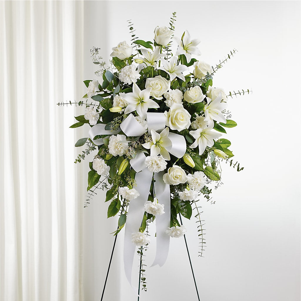 With Care Standing Spray – Paiges Petals Floral Design, Stanton MI