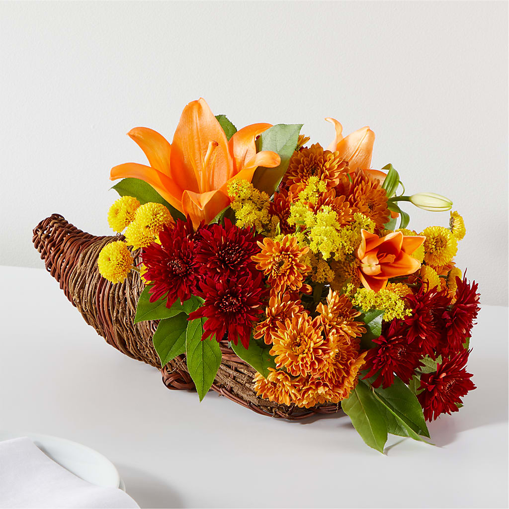 Bouquet of Blessings Cornucopia – Paiges Petals Floral Design, Stanton MI