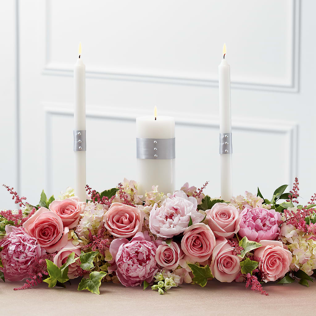 Worldwide Romance Unity Candle Arrangement – Paiges Petals Floral Design, Stanton MI