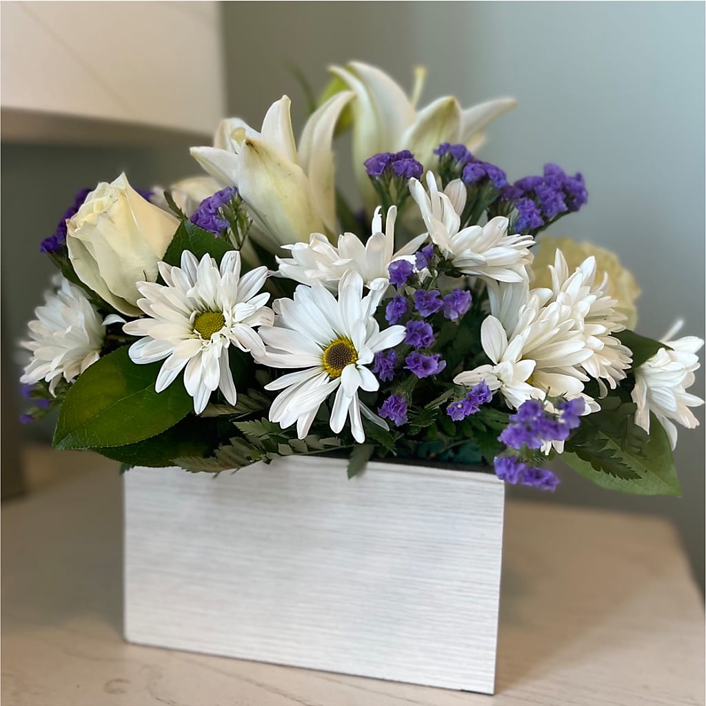 Beyond Blue Box Bouquet –  Paiges Petals Floral Design, Stanton MI
