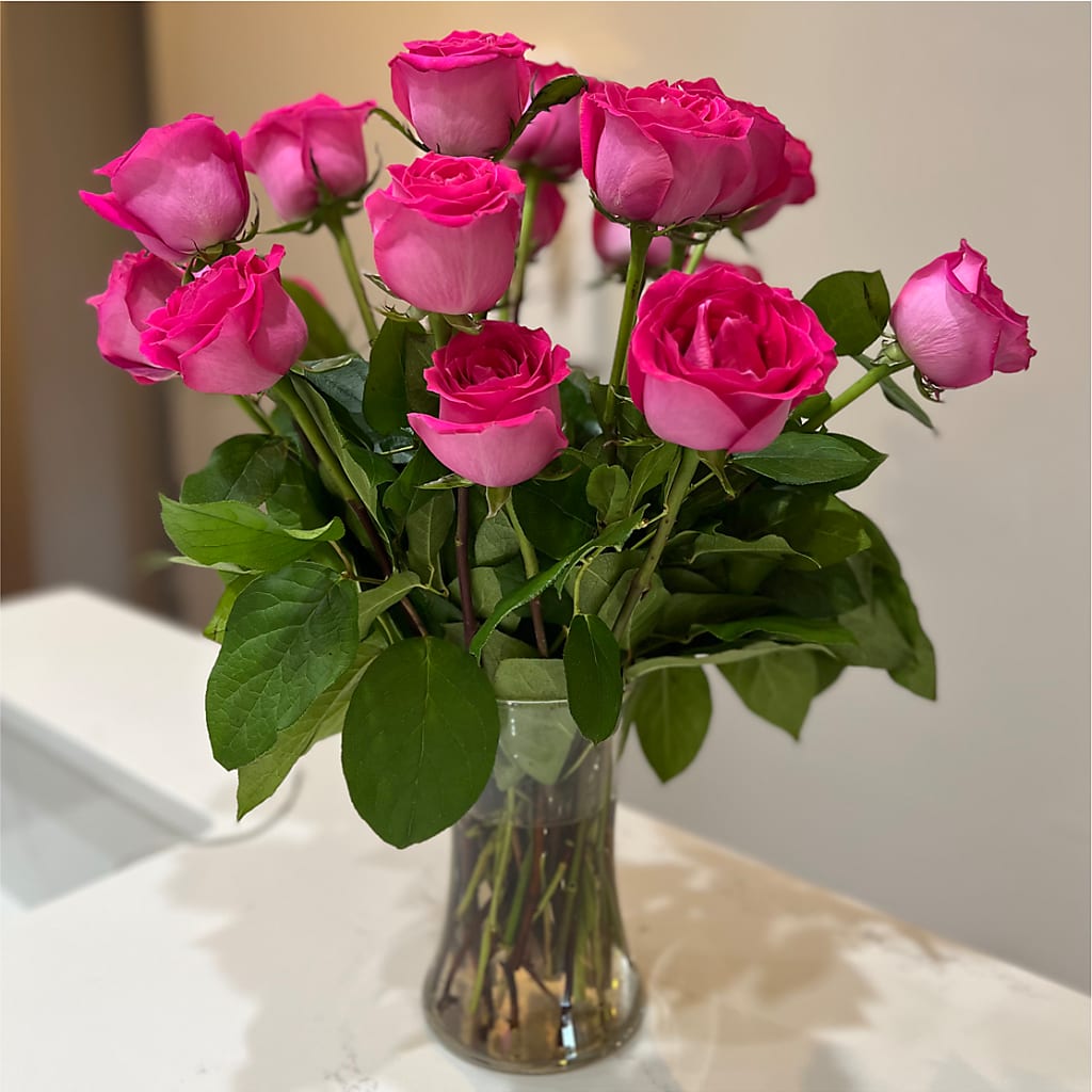 Long Stem Pink Rose Bouquet –  Paiges Petals Floral Design, Stanton MI