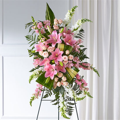 Elegant Embrace Standing Spray –  Paiges Petals Floral Design, Stanton MI