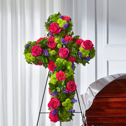 Tribute Rose Floral Cross –  Paiges Petals Floral Design, Stanton MI
