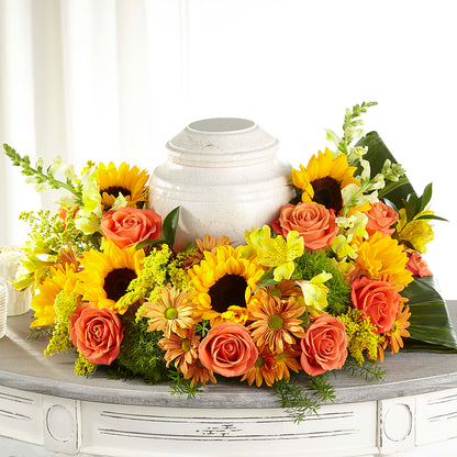 Faithful Sunflower Cremation Adornment –  Paiges Petals Floral Design, Stanton MI