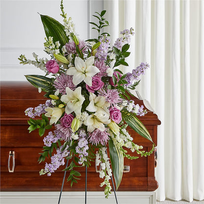 Grateful Hearts Standing Spray –  Paiges Petals Floral Design, Stanton MI