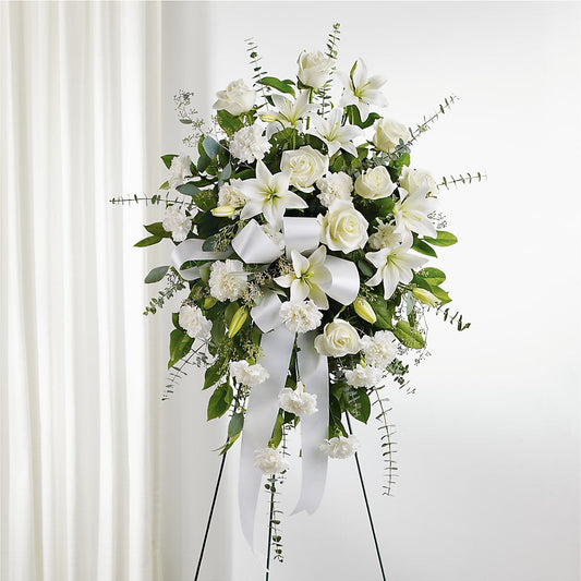 With Care Standing Spray –  Paiges Petals Floral Design, Stanton MI