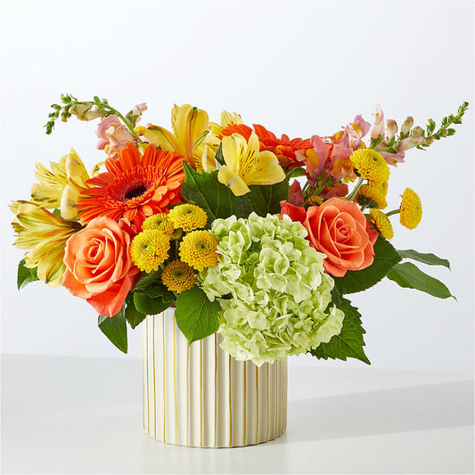 Autumn Sunshine Bouquet with Ivory Vase –  Paiges Petals Floral Design, Stanton MI