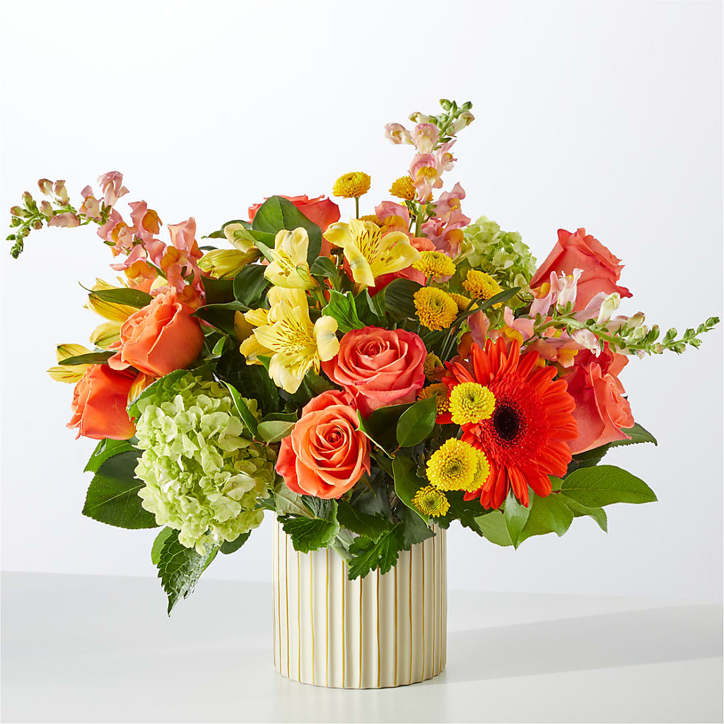 Autumn Sunshine Bouquet with Ivory Vase –  Paiges Petals Floral Design, Stanton MI