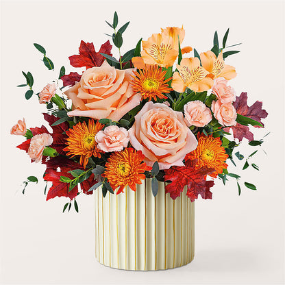 Spiced Latte Bouquet with Ivory Vase –  Paiges Petals Floral Design, Stanton MI