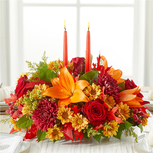 Autumn's Embrace Centerpiece –  Paiges Petals Floral Design, Stanton MI