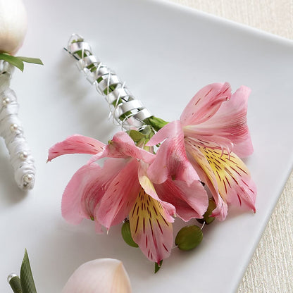 Pink Peruvian Lily Boutonniere –  Paiges Petals Floral Design, Stanton MI