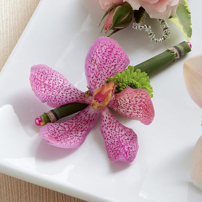 Pink Mokara Boutonniere –  Paiges Petals Floral Design, Stanton MI