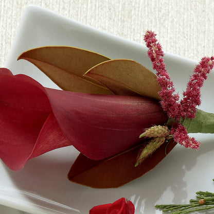 Red Calla Boutonniere –  Paiges Petals Floral Design, Stanton MI
