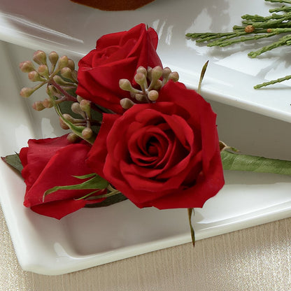 Red Spray Rose Boutonniere –  Paiges Petals Floral Design, Stanton MI