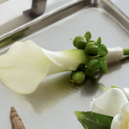 White Calla Boutonniere –  Paiges Petals Floral Design, Stanton MI