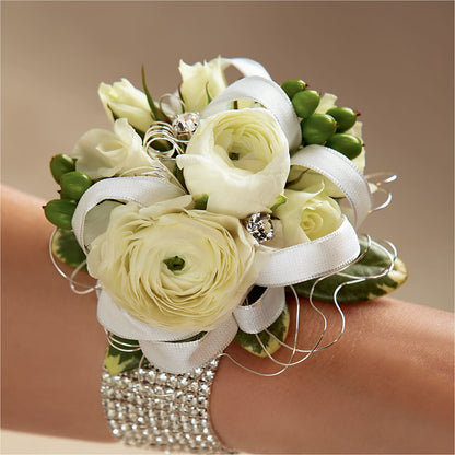 White Wedding Corsage –  Paiges Petals Floral Design, Stanton MI